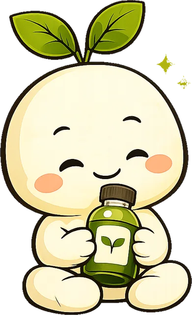 Bhalu sitting cosily, hugging a therapy bottle